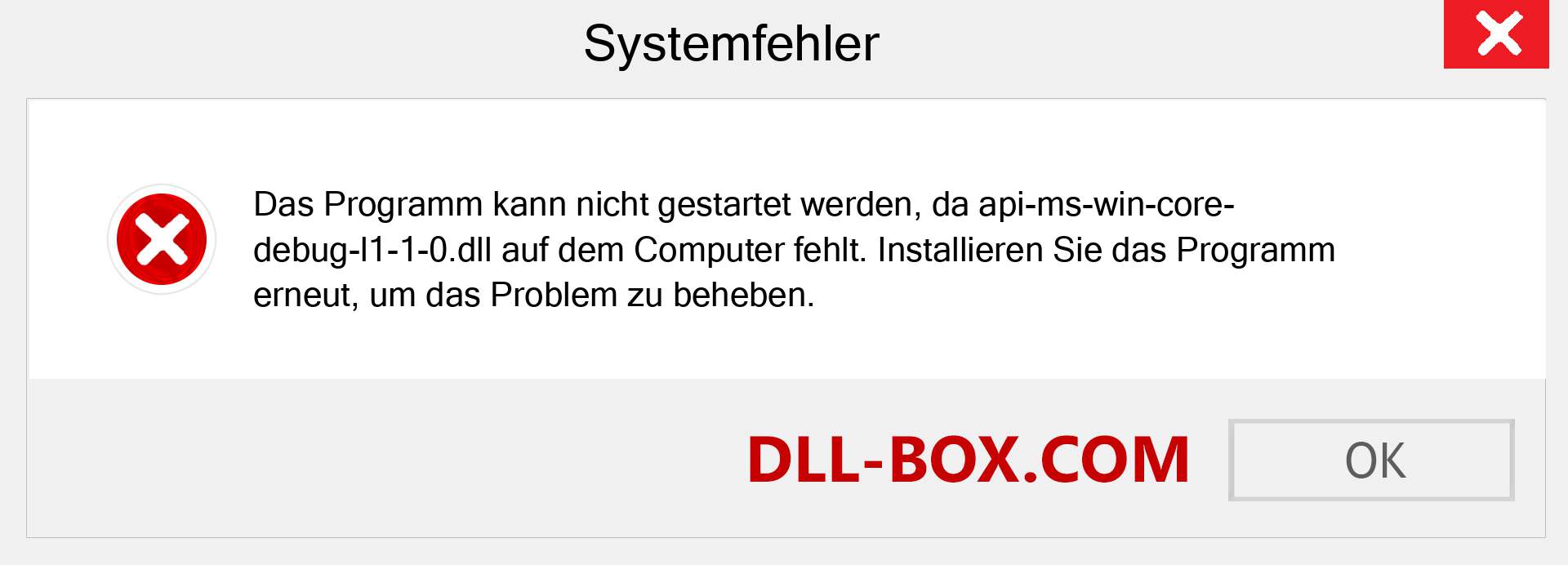 api-ms-win-core-debug-l1-1-0.dll-Datei fehlt?. Download für Windows 7, 8, 10 - Fix api-ms-win-core-debug-l1-1-0 dll Missing Error unter Windows, Fotos, Bildern